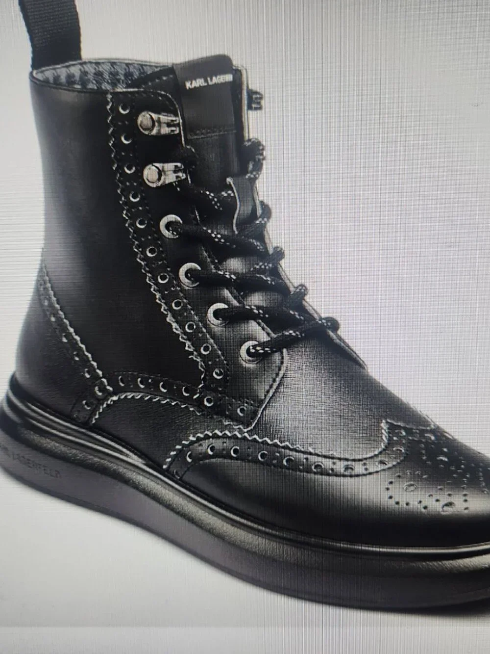 Karl Lagerfeld Paris LFS3008 Men's Leather Combat Boots. NIB. Size 11